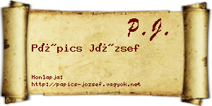 Pápics József névjegykártya