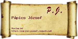 Pápics József névjegykártya